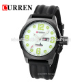 Curren brand Big Dial silicone strap mens wrist watches